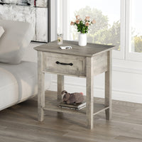 Ensemble de 2 tables de chevet Garvee grises avec tiroir, 2 niveaux de rangement, bois robuste, pour chambre et salon, 50 x 40 x 60 cm, gris