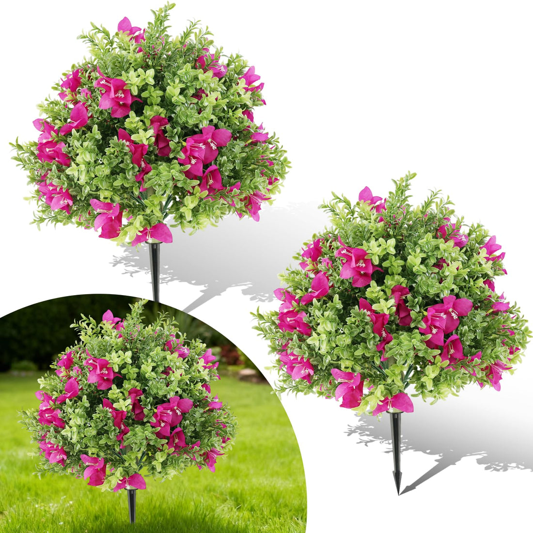 Garvee Lot de 2 arbres artificiels de 61 cm, plantes réalistes et durables pour décoration intérieure et extérieure, vert