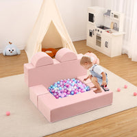 Canapé de jeu pour enfants Garvee, 6 pièces, modulaire, rose, housse en microfibre douce, pour salle de jeux, 100 x 50 x 40 cm
