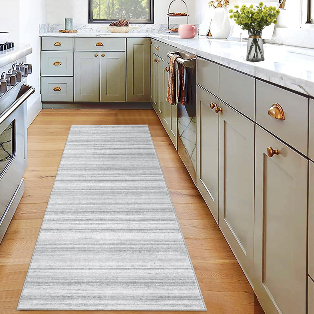 Tapis Garvee à poils courts 200x290cm marron lavable et antidérapant pour salon, chambre et salle à manger