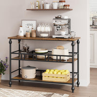 Garvee Console industrielle à 3 niveaux avec rangement, structure métal et MDF, style vintage, pieds réglables, pour entrée et salon, 109 × 30 × 80 cm, vintage