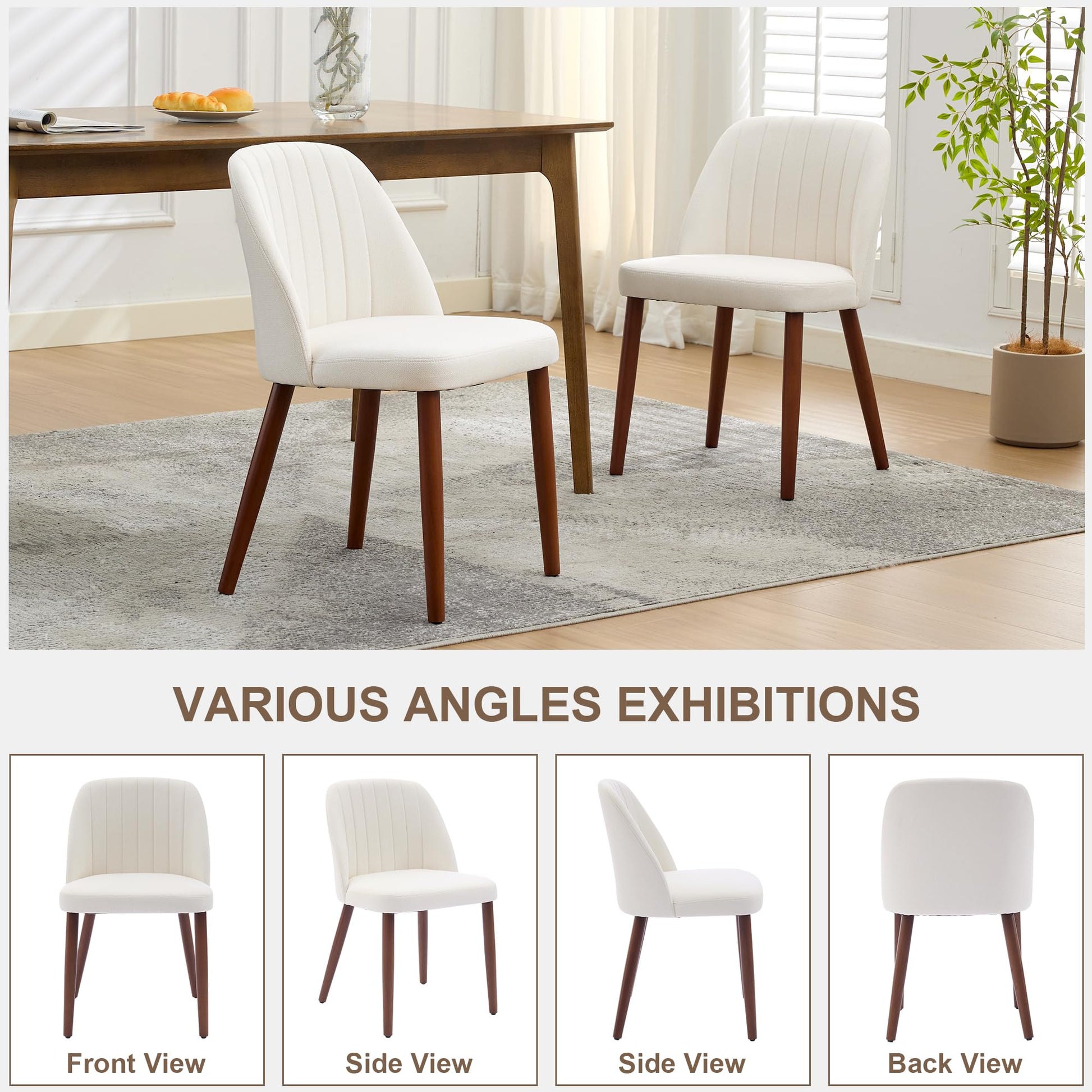 Ensemble de 2 chaises de salle à manger Garvee en bois, rembourrées, design moderne, compactes, marron, pour cuisine et restaurant.