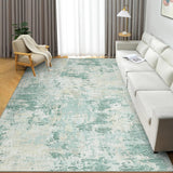 Garvee Tapis Moderne Lavable à Poils Courts, Design Abstrait Antidérapant, Polyester Résistant, Gris/Beige/Vert, Pour Salon Cuisine Chambre