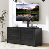 Garvee Meuble TV avec support réglable et 4 tiroirs en MDF et acier pour salon et chambre compatible 81 à 216 cm, noir - Noir