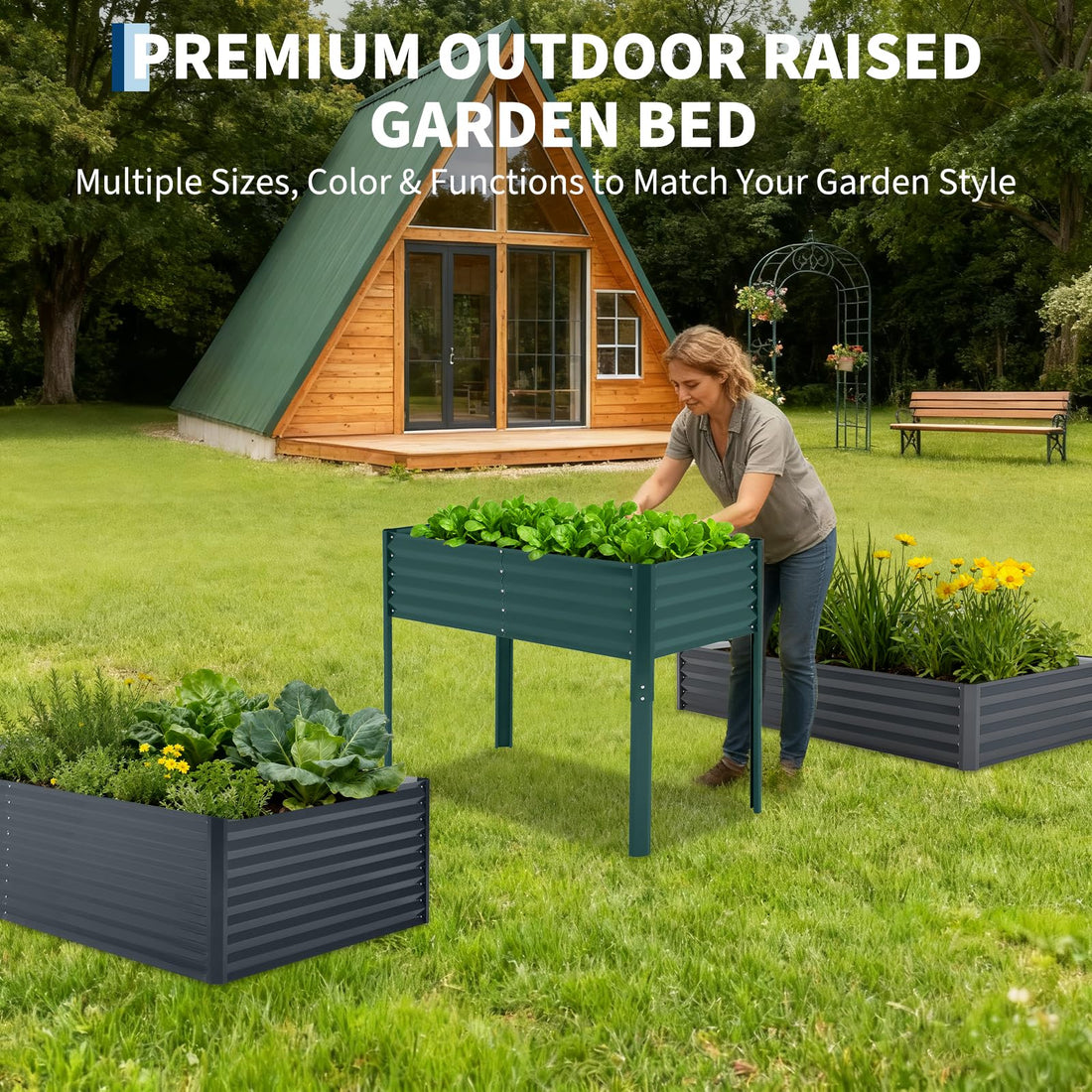 Jardinière surélevée en métal Garvee avec couvercle pour légumes et fleurs, idéale pour le jardinage et la terrasse. Résistante à la corrosion et aux intempéries.