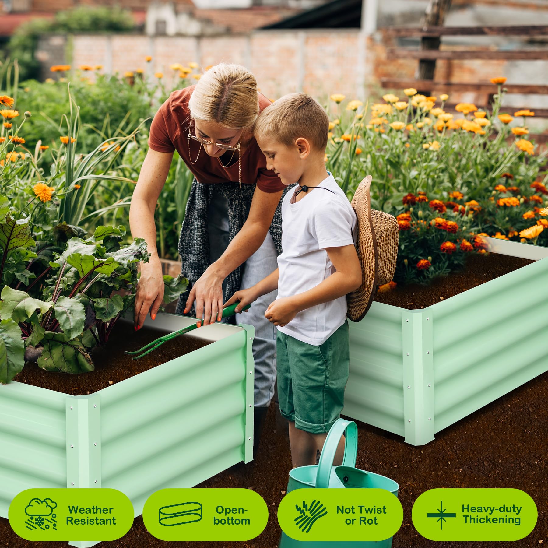 Jardinière surélevée Garvee en métal 8x4x2 pi, en acier thermolaqué antirouille pour l'extérieur