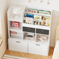 Étagère de rangement pour jouets Garvee, 121,4 cm (47,8 po), bibliothèque pour enfants avec tiroirs, étagère en bois moderne pour salle de jeux, salle de classe, chambre d'enfant