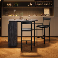 Ensemble table et chaises de bar Garvee avec plateau semi-circulaire rétro, rangement à 3 niveaux, tabourets recouverts de cuir pour la cuisine et le bureau, moderne et peu encombrant