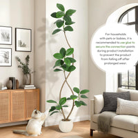 Garvee Ficus Lyrata artificiel 210 cm, pot beige avec pierres, plante réaliste sans entretien, résistant aux UV, maison et bureau