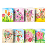 Ensemble de 8 cartes de vœux Garvee, peinture diamant 5D, motif floral fait main, 30 x 15 cm, couleurs vives