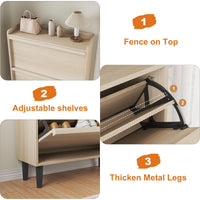 Meuble à chaussures Garvee avec 2 tiroirs abattants, étagère réglable, en MDF, idéal pour l'entrée et le salon, 87,6 x 26,7 x 95,2 cm, peu encombrant et robuste.