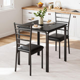 Ensemble table et chaises 3 pièces Garvee pour 2 personnes, plateau en MDF, gain de place, stable, idéal pour la cuisine et la salle à manger, design moderne, noir