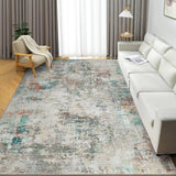 Garvee Tapis Moderne Lavable à Poils Courts, Design Abstrait Antidérapant, Gris Beige Vert, Salon Cuisine Couloir