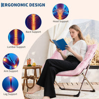 Garvee Fauteuil saucer pliable adulte en fausse fourrure, structure métallique, capacité 136 kg, idéal chambre et appartement, rose