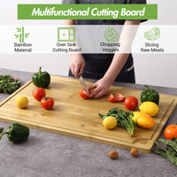 Planche à découper Garvee en bambou 30 x 20 pouces avec rigole à jus et poignée pour cuisines domestiques et professionnelles. Bois naturel, robuste et polyvalente.