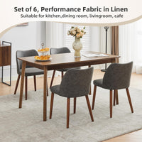 Chaises de salle à manger Garvee, lot de 2, revêtement en tissu et pieds en bois, pour restaurant/café, hauteur 78 cm, style moderne mi-siècle, gris