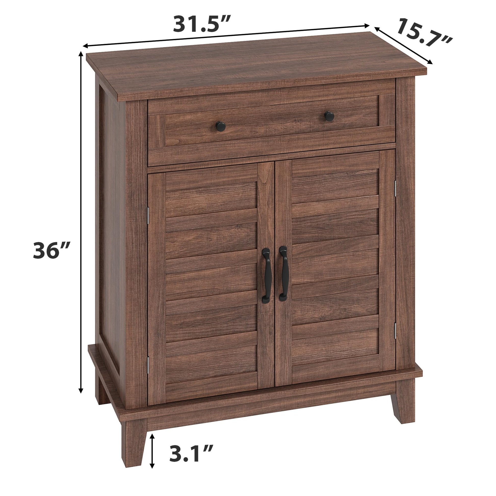Garvee Armoire de rangement style ferme, étagère réglable à 3 niveaux, 7 positions, bois, style rustique, cuisine et couloir, 40 × 80 × 91 cm