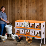 Garvee Caisse De Nidification Pour Poules 10 Compartiments Acier Galvanisé Résistant à La Rouille Orange Pour Poulailler