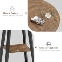 Table de salle à manger ronde Garvee pour 4 à 6 personnes, 119 cm (47 pouces), structure en métal, plateau en bois, design industriel, gain de place, grise