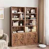 Garvee bibliothèque avec portes, style industriel, 6 étagères, profondeur 30 cm, style ferme en bois, salon, bureau, brune
