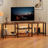 Garvee meuble TV 170 cm LED pour 55-191 cm TV, centre d'angle avec prises, 4 étagères ouvertes, bois vintage, salon et chambre, brun moderne - Brun