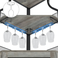 Garvee Meuble de rangement d'angle à 5 niveaux, étagères réglables, MDF et métal, porte coulissante de style grange, gris, pour cuisine et salle à manger, 47 × 45 × 154 cm