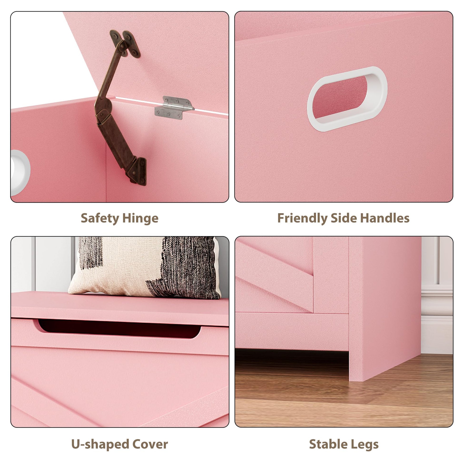Banc de rangement en bois Garvee de 76 cm avec verrou de sécurité pour salon et chambre, grand banc à chaussures, robuste, marron