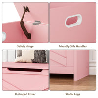 Banc de rangement en bois Garvee de 76 cm avec verrou de sécurité pour salon et chambre, grand banc à chaussures, robuste, marron