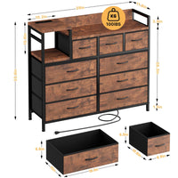 Commode Garvee à 9 tiroirs en tissu, multifonctionnelle pour chambre et salon, 100 x 30 x 86 cm, coloris rétro