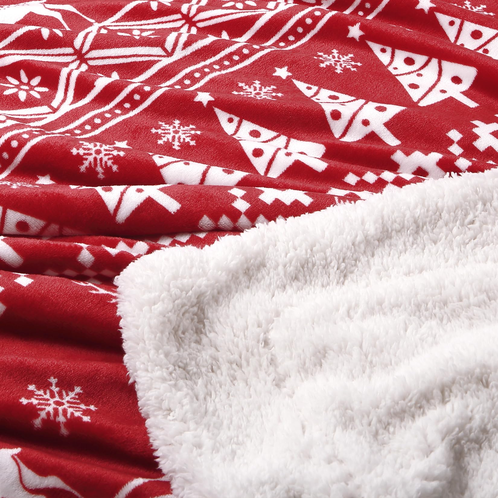 Couverture de Noël Garvee en flanelle sherpa rouge 50x60 - Chaude, réversible, douce et résistante - Idéale pour le canapé et le camping