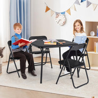 Ensemble table et chaises pliantes pour enfants Garvee avec structure en métal, rembourrées, stables, sûres, peu encombrantes, noires, pour manger et jouer