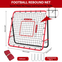Filet de rebond de football Garvee 113 x 113 cm avec cadre en fer, angle réglable pour jardin et terrain, robuste et facile à monter