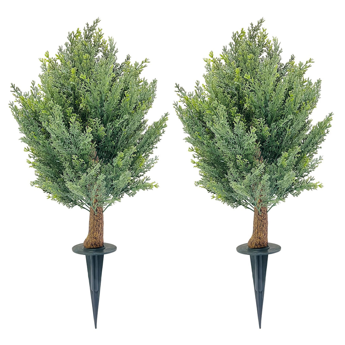 Ensemble de cyprès artificiel Garvee de 76 cm (30 po), résistant aux UV et aux intempéries, avec piquet de fixation, facile d'entretien pour la décoration intérieure et extérieure (vert).
