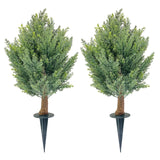 Ensemble de cyprès artificiel Garvee de 76 cm (30 po), résistant aux UV et aux intempéries, avec piquet de fixation, facile d'entretien pour la décoration intérieure et extérieure (vert).