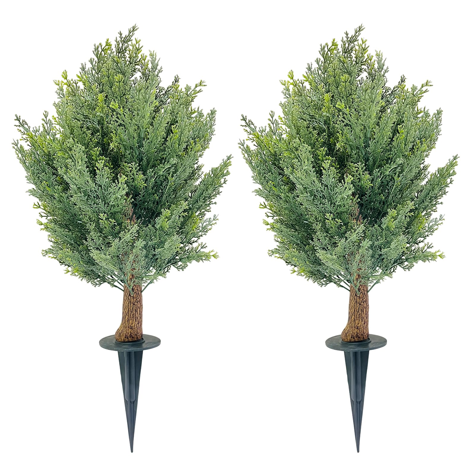 Ensemble de cyprès artificiel Garvee de 76 cm (30 po), résistant aux UV et aux intempéries, avec piquet de fixation, facile d'entretien pour la décoration intérieure et extérieure (vert).