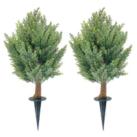 Ensemble de cyprès artificiel Garvee de 76 cm (30 po), résistant aux UV et aux intempéries, avec piquet de fixation, facile d'entretien pour la décoration intérieure et extérieure (vert).