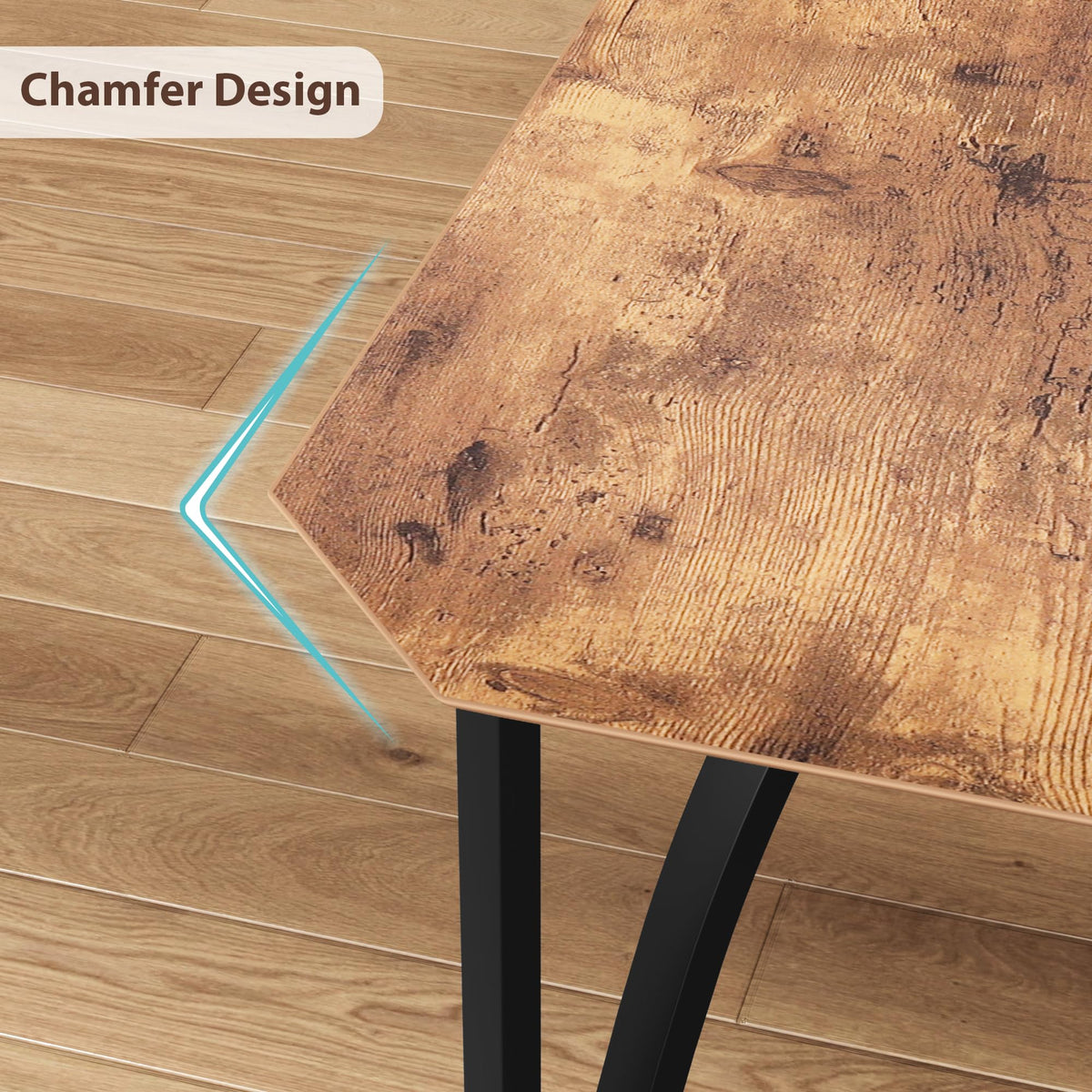 Ensemble table et chaises Garvee pour 2 personnes, design biseauté, chaises rembourrées en PU, structure en MDF et acier, compact, idéal pour les petits espaces, 111 x 70 x 78 cm, noir