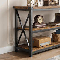 Console Garvee Langer en bois cannelé 47" style industriel rustique brun pour entrée ou salon