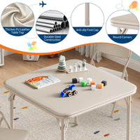 Ensemble table et chaises pliantes pour enfants Garvee 5 pièces, structure en métal, revêtement en cuir PU, pour salle de jeux et camping, pliable, sûr et stable