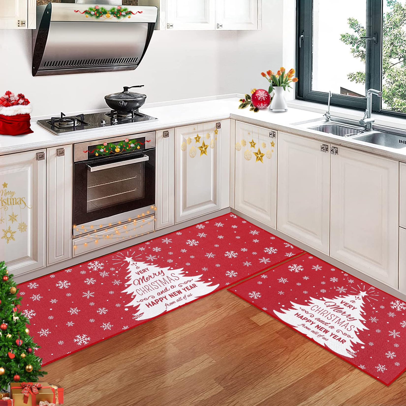 Torchon de cuisine Garvee Kerst avec bonhomme de neige et sapin, 40 x 60 cm, lin, lot de 2, décoration salle de bain et maison