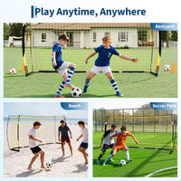 Garvee but de football pliable 366 × 183 cm, cadre métallique robuste, noir et jaune, pour jardin et entraînement
