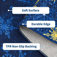 Tapis de salon Garvee, tapis de Noël bleu 120 x 170 cm, lavable, pour chambre, cuisine, salle à manger ou bureau