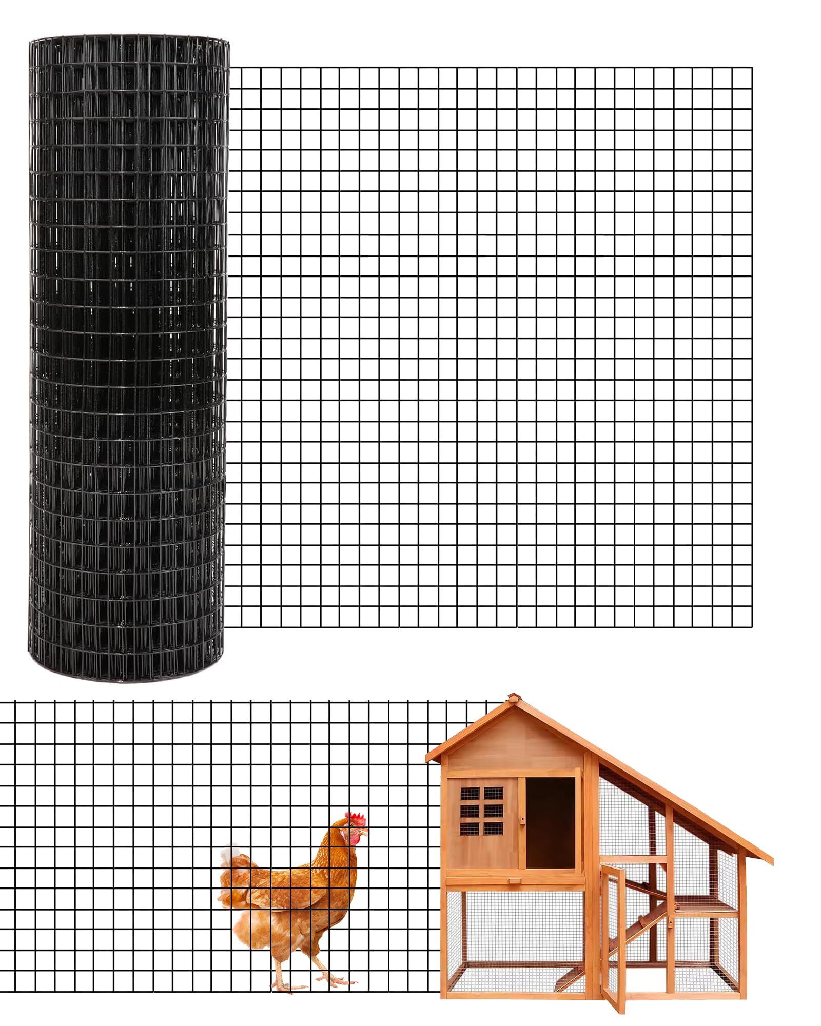 Garvee Grillage soudé galvanisé 1,22 × 15,24 m, mailles de 1,3 cm, fil Ø 1,07 mm résistant, pour clôture, poulailler et jardin