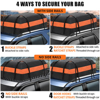 Sacoche de toit Garvee pour voiture, 425 litres (15 pieds cubes), étanche, avec 8 sangles renforcées, compatible avec tous les véhicules, idéale pour les voyages, dimensions : L 112 x l 86 x H 43 cm (44 x 34 x 17 pouces), noire.