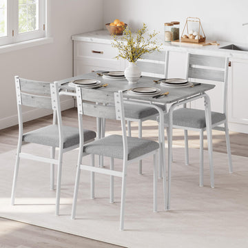 Ensemble de salle à manger Garvee pour 4 personnes, table carrée avec 4 chaises rembourrées, MDF et métal, gain de place et stable, pour les petites pièces et les cuisines.