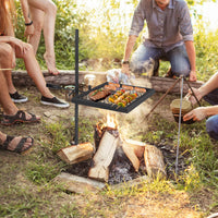 Garvee Gril de camp rotatif 42,4 × 32 cm, acier robuste, rotation 360° et hauteur réglable, barbecue portable pour pique-nique, jardin et camping, noir