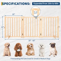 Barrière pour chien en bois Garvee, autoportante, sans peinture, pliable, 3 panneaux, 61 cm de haut, antidérapante, pour portes et escaliers
