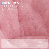 Fauteuil Garvee Saucer Lounge Chair avec structure dorée, revêtement surdimensionné en fausse fourrure, pliable pour chambre et salon, rose