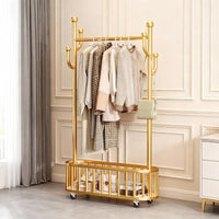 Portant à vêtements à roulettes Garvee avec structure en métal, roulettes pivotantes à 360°, grand panier pour chambre et boutique, 175 cm (68,9 pouces), noir