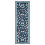 Garvee Tapis floral moderne antidérapant pour chambre, salon, cuisine et bureau, poils courts, lavable en machine, multicolore - Bleu